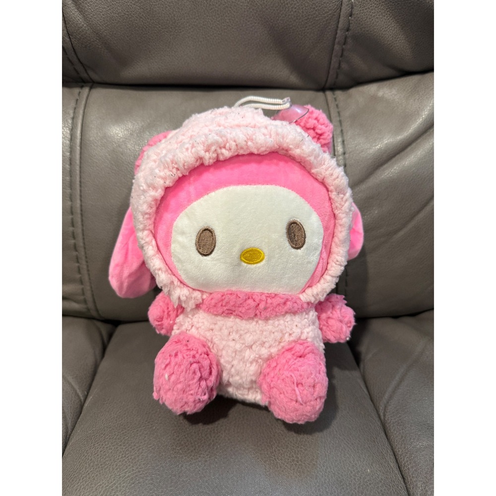 Sanrio My Melody Pink Sherpa Winter Hood Plush Stuffed Animal Toy Kawaii 8 inch